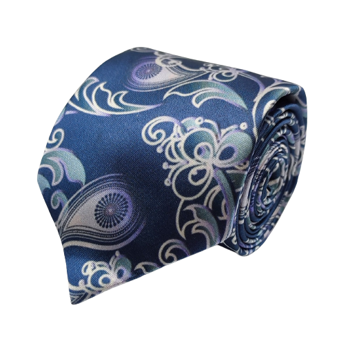 Blue Paisley Necktie/With Pocket Square