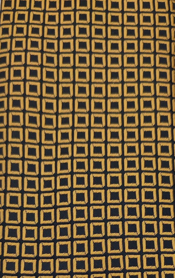 Gold Squares Necktie - With Pocket Sqaure