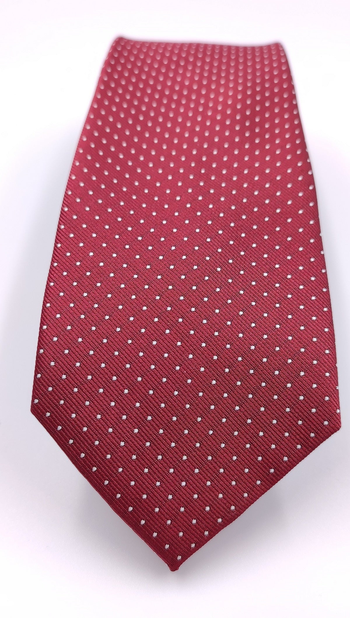 White Dots Red Microfiber Necktie