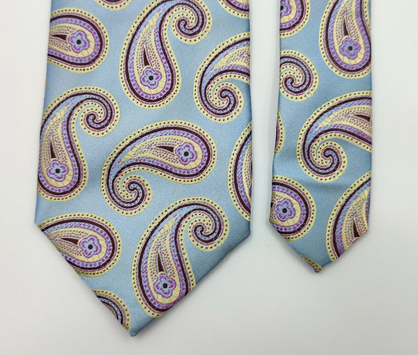 Purple Paisley Art Silk Necktie/With Pocket Square